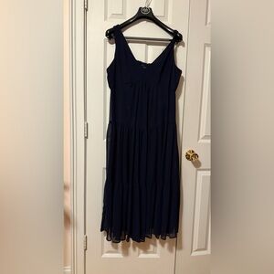 Taylor Deep Blue Midi V-neck Dress Size 16